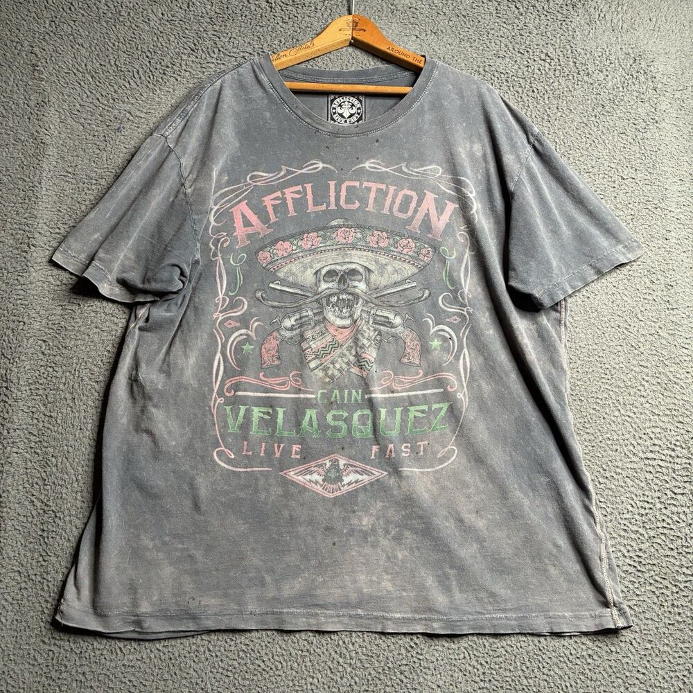 Affliction MMA UFC Cain Velasquez Distressed Mexico 2XL UFC 188 Walkout T-Shirt